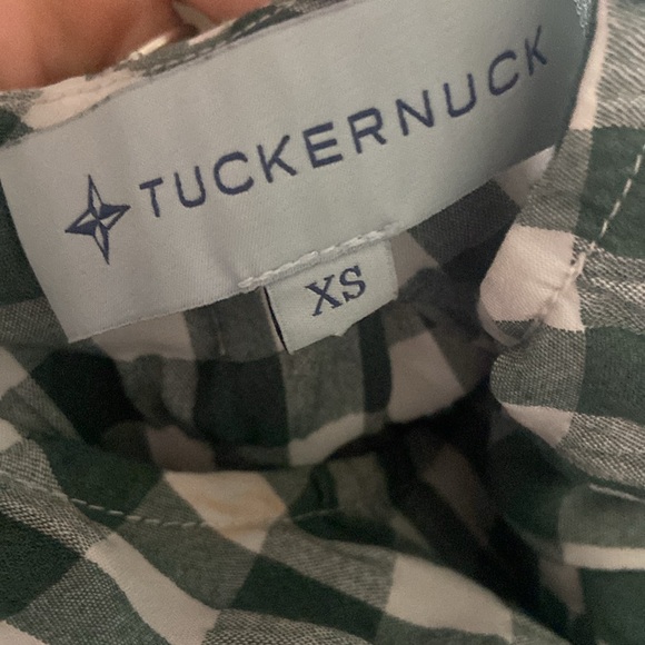 Tuckernuck Gingham Puff Sleeve Top Sz XS Dark Green - Picture 5 of 6